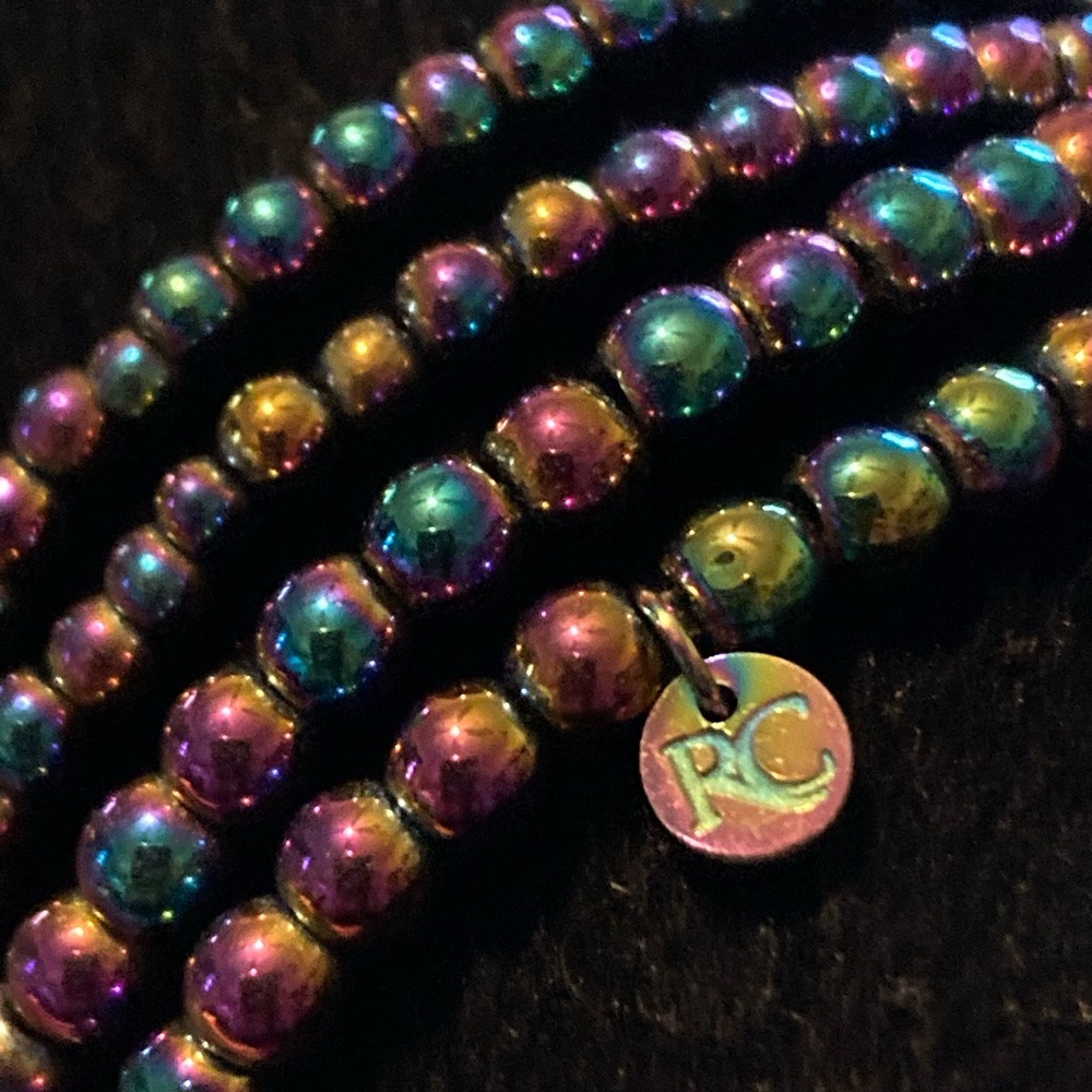 Rustic Cuff Rainbow Stretch Bead Bracelets - image 3